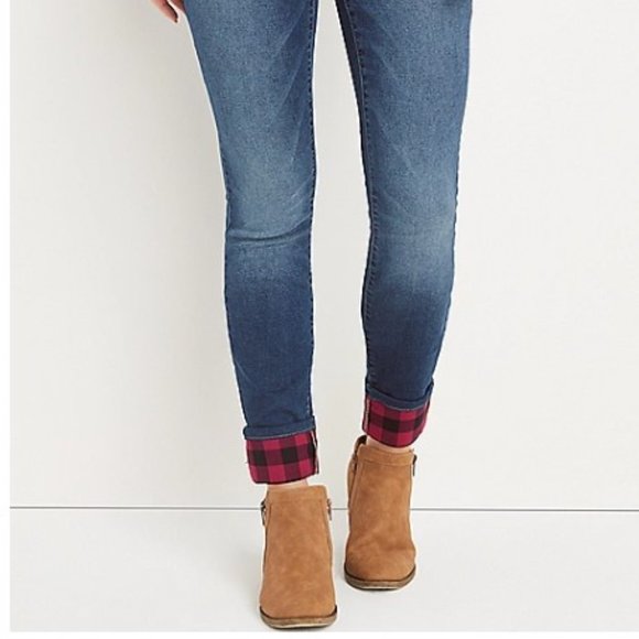 Super Soft Mid Rise Plaid Cuffed Jegging size small - Picture 1 of 2